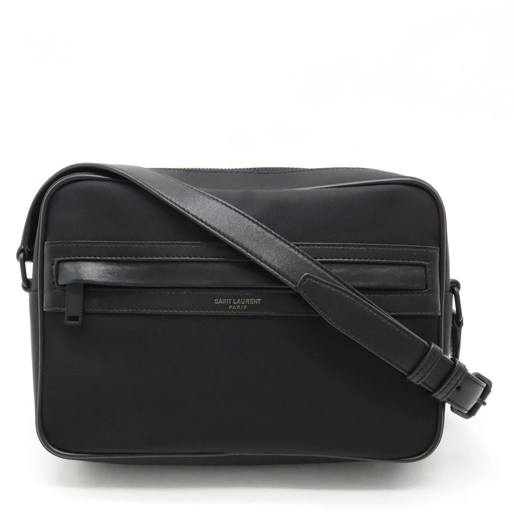 SAINT LAURENT PARIS Yves YSL Camp Camera Bag Shoulder Leather Black
